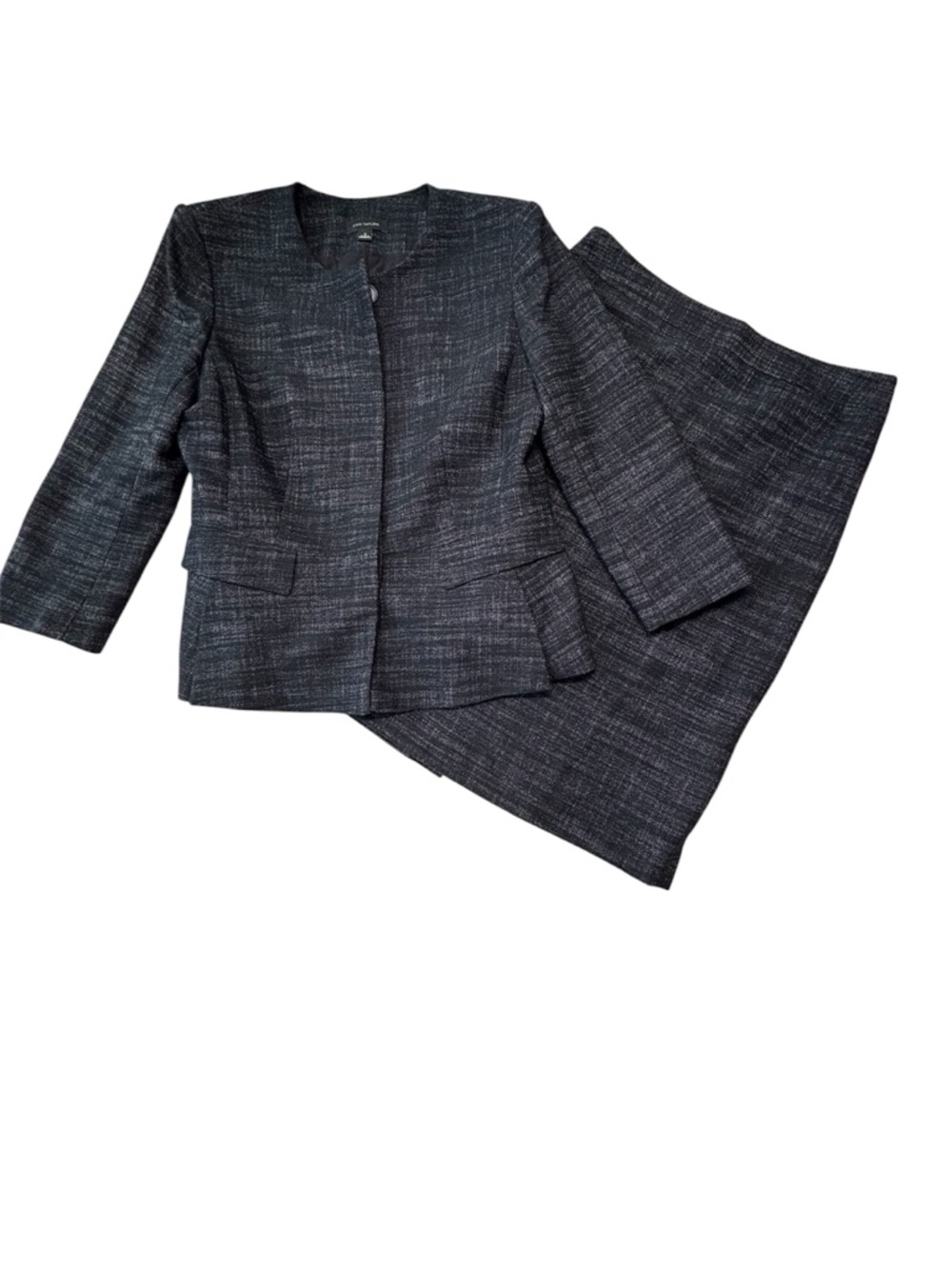 Ann Taylor Charcoal Tweed Two-Piece Skirt Suit